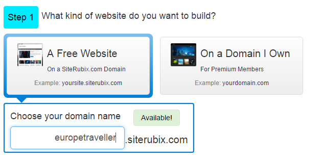Website Builder Step 1